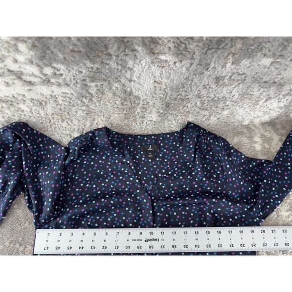 Jason Wu Womens Size XS Polka Dot Top Navy Long Sleeve V Neck Casual - Picture 5 of 8
